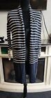 CAbi Sweater Womens XS Boathouse Blue White Striped Open Front Cardigan Nautical