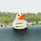 White Rubber Duck with Striped / Car accessory / Toy dashboard decoration