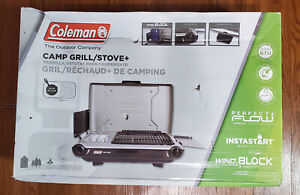 Coleman® Tabletop Propane Gas Camping 2-in-1 Grill/Stove 2-Burner, Gray Black