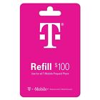 T-MOBILE $100 Prepaid Refill Card. Airtime. Top Up. Recharge