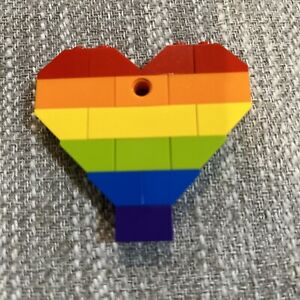 Handmade Lego Christmas Ornament Heart In Rainbow/Pride - Ready To Hang On Tree