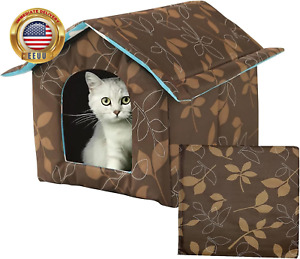 Outdoor Cat House Weatherproof Leaf, Cat Houses for Outdoor Cats, Waterproof War