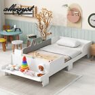 Car-Shaped Twin Bed with Bench,White