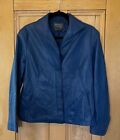 Lafayette 148 Womens Nappa Leather Five Button Blazer Jacket Size 4 Blue VINTAGE