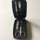 ROBERT GRAHAM 4 PIECE NAIL CARE MANICURE KIT IN LEATHER TRAVEL CASE BLACK NWOT