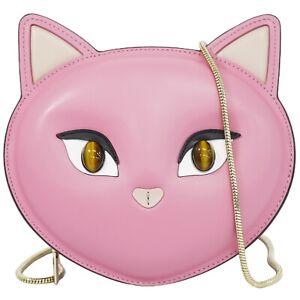 Kate Spade NY x Cats Leather Shoulder Crossbody Bag Pink Gold