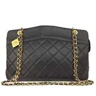 CHANEL Quilted Matelasse Lambskin CC Logo Chain Shoulder Tote Bag Black/9Y0935