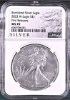New Listing2022 w burnished silver eagle ngc ms70 first releases als label w coa