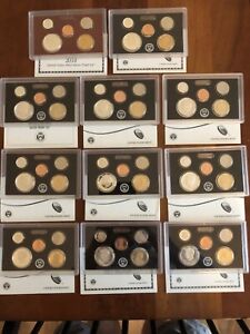 2010-2020 United States Partial SILVER Proof Sets - Eleven Consecutive Years