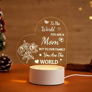 Gifts for Mom from Daughter Son Mom Birthday Gifts Engraved Acrylic Night Light