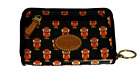 Fossil Wallet Black With Red Orange Owl Coin Purse Clutch Zip Around Great Shape