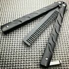 High Quality Practice BALISONG BUTTERFLY Trainer Comb Brush Knife Black BLADE