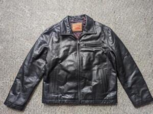 vintage LEVIS motorcycle LEATHER black L jacket Y2K biker coat 44-46