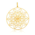 14k Solid Yellow Gold Mandala Circle Pendant for Necklace for Women