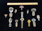 12  Vintage Crystal Glass  Decanter Perfume Bottle Stoppers Sizes Shapes Colors