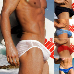 Thin Transparent Underwear Low Waist Men's Bikini Swimwear Swimsuit Swim Pool