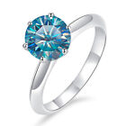 925 Sterling Silver Jewelry 1ct Lake Blue Moissanite Classic Women Wedding Ring