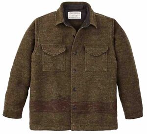 Filson CCC Jacquard Wool Jac Shirt 20263409 MADE IN USA Olive Brown Wool Dark CC