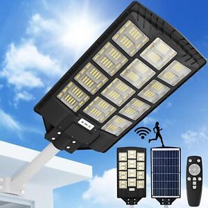 2024 NEW 2000W Commercial LED Solar Street Flood Lights Outdoor Lamp +Pole