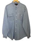 RRL Ralph Lauren Distressed  Blue Denim Long Sleeve Button Up Workshirt  Size XL