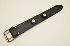 Leather Watch Band strap Buckle Punk Rock Skaters cuff Bikers Black wide
