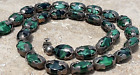 Vintage Mexico Sterling Silver and Malachite Stone 20 Inch Necklace