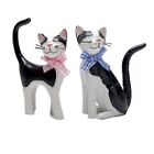 New Listing 2pcs Black Cat Figurines Set - Cat Statue - Whimsical Cat Decor White_black