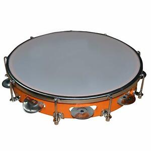 Handmade Musical Instrument Tambourine Hand Percussion 10 Inches Color May Vary