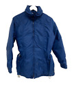 Gerry Vintage Coat Blue Belted Jacket Women Large High Collar Zip Mid Length