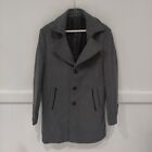 NWT EleTop Men's Notch Neck Single Breasted Wool Pea Coat Gray Size M $180 BB344