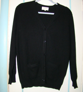 Women's Eric Bompard Black Cashmere Cardigan  Sweater, Pockets Size Large