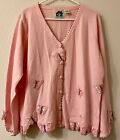 Vintage Storybook Knits Pink Butterfly Cardigan Sweater- 1X