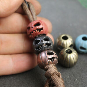 Halloween Pumpkin Skull Face EDC Brass Knife Beads DIY Paracord Lanyard Pendants