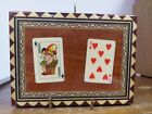 New ListingVintage Miguel Laguna Inlaid Wooden Playing Card Box Double Deck VGUC