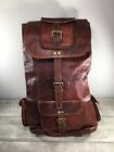 New ListingVintage Waxed Leather Book Pack School Day Knapsack Backpack Rucksack Camp Brown