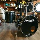 Used Ludwig Rocker 3pc Drum Set Black Wrap Finish - Fair