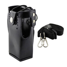 Hard Leather Case Carrying Holder Holster For Motorola Two Way Radio With Strap