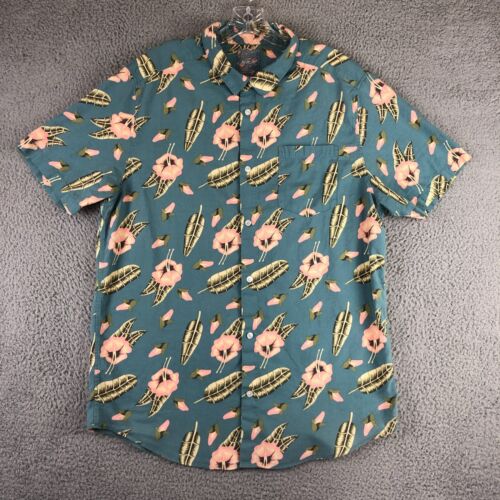 RVCA Button Up Shirt Mens XL Green Luke Pelletier Floral Special Edition S/S