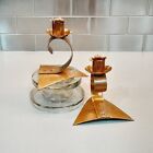 Pair of Hand Hammered Copper Taper Candle Holders Arts & Craft Mission