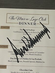 POTUS Donald J. Trump PSA/DNA  Authentic Signed MAR-A-LAGO DINNER MENU Version 2