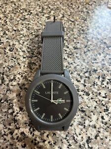 Lacoste Men's Gray Dial Silicone Rubber Strap 43 mm Watch Used READ No Battery