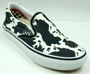 Vans Off The Wall Men Sneaker 9 Black White Cow Print Slip On Skate Shoes 721454