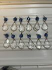 New ListingLot of 12 Vintage  Crystal/ Glass Chandelier Crystals- 2 Color - Clear and Blue