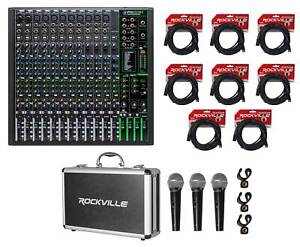 Mackie ProFX16v3 16-Channel Effects Mixer w/USB ProFX16 v3+(3) Mics+Case+Cables