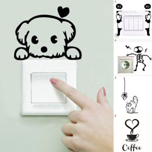 3D Cat Dog Cartoon Switch Sticker Wall Decal Mural Art Kid Room Home Decor DIY