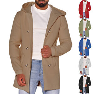 Autumn/Winter Hooded Double-Breasted Trench Coat Men's Casual Jacket Outwear Top