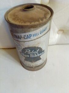 Empty Pabst Blue Ribbon Snap Cap Quart Beer Can Cone Top