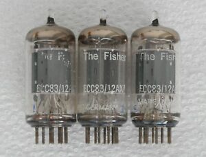 3 Fisher/Telefunken 12AX7/ECC83 Vacuum Tubes: Long Smooth Plate/Same Date Code