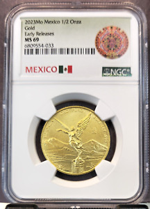 2023 MEXICO 1/2 ONZA GOLD LIBERTAD NGC MS 69 EARLY RELEASES SCARCE BEAUTY