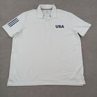 Adidas Polo Shirt Mens 2XL XXL White Short Sleeve Golf Casual Stretch USA
